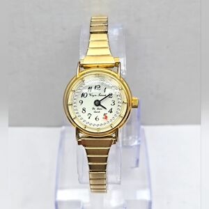 Womens Virgin Islands Swiss Rotating Gem Second Hand Watch Gold Tone New Battery